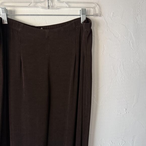 Chicos Travelers Pants 2 (M) Short Brown Pull On Wide Leg Comfortable Stretch - Picture 2 of 9